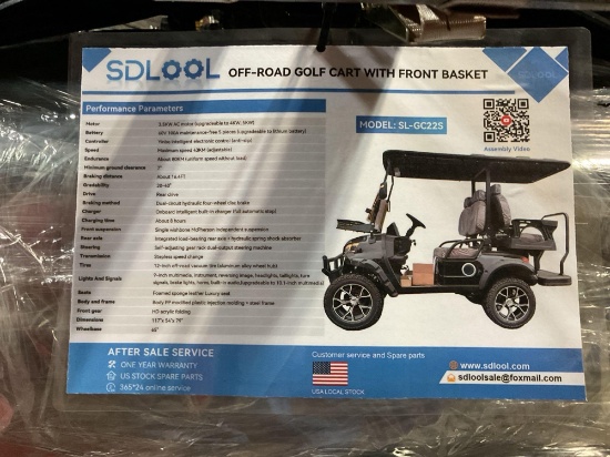 (Inv.30038) SDLOOL GC22S Off-Road Electric Golf Cart - 2 Passenger, 60V Battery, 4000W AC Motor