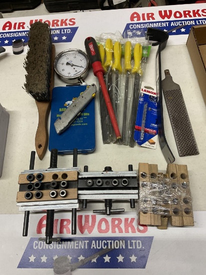Box Lot, Dowel It Jigs, Bad Dog Drill Bits, 12" File Set, Nail Puller