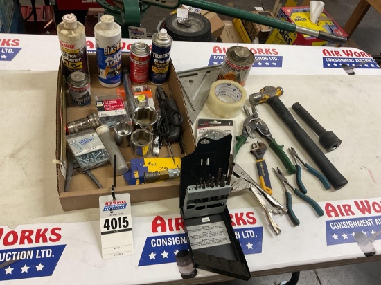 Box Lot, FMT Screw Extractor Set, Assorted Pliers, Hammers and Sockets
