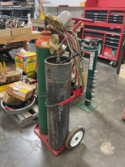 Oxy-Acetylene Torch Outfit w/ Cylinders, Cart & Hose Set