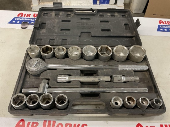 Job Master 3/4" Drive SAE Socket Set w/ Ratchet, Breaker Bar & Extensions