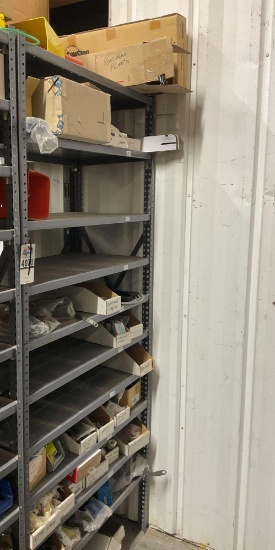 Industrial Shelving Unit w/ Assorted Pneumatic, Plumbing & Maintenance Parts Inventory