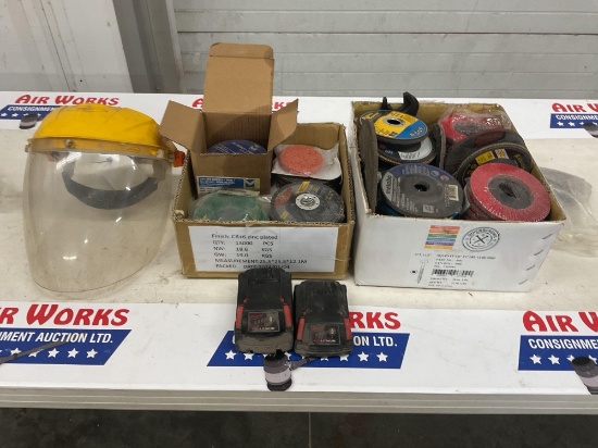 Milwaukee M18 Batteries, Face Shield & Assorted Angle Grinder Abrasives