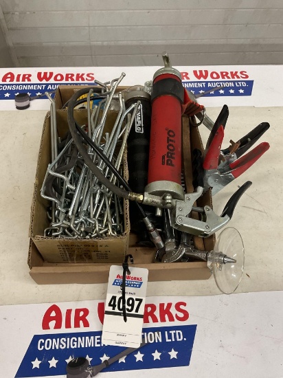 Proto Grease Gun, Peg Board Hooks, Blow Guns,