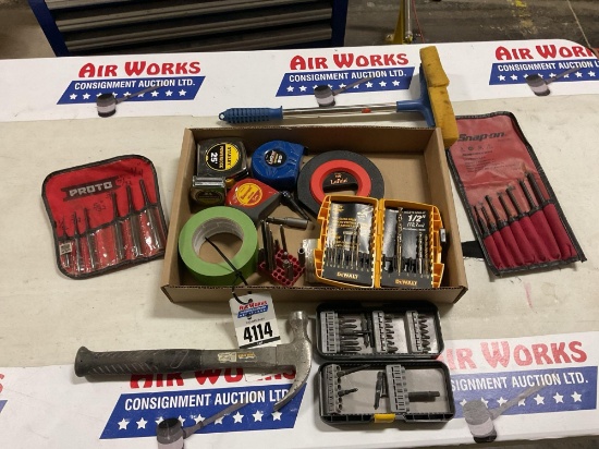 Proto & Snap-on Punch Sets, DeWalt Drill Bit Sets, Driver Bits, Tape Measures & Hammer