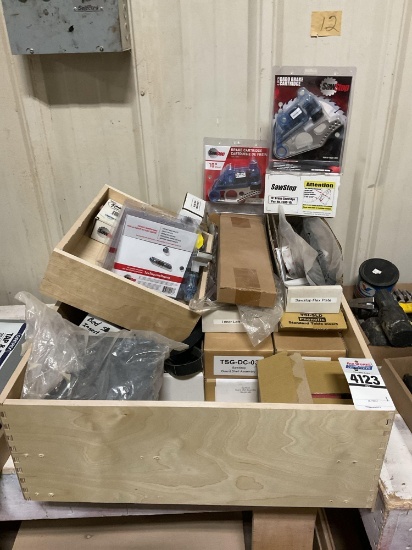 Saw Stop Table Saw Parts Including Brake Cartridges, Guard Assemblies, Top Inserts, Switch Boxes