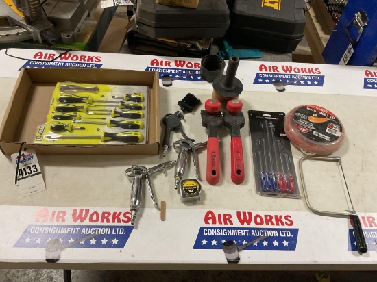 Pneumatic Blow Guns, Screwdriver Sets, Tape Measure, Scrapers, Trimmer Line