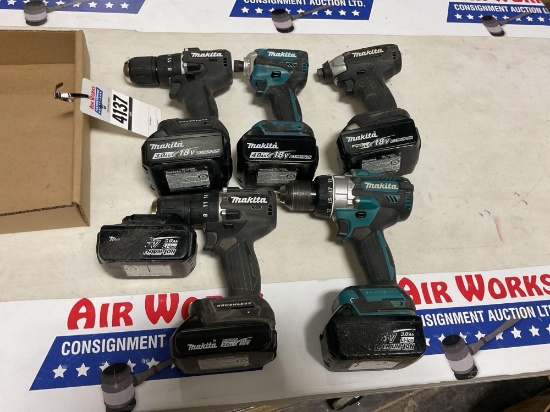 3 Makita 18V LXT Drill/Driver & 2 Impact Driver Assortment w/ Batteries