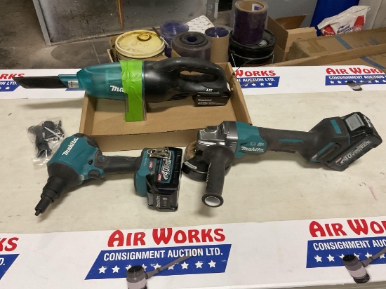 Makita XGT 40V Max Angle Grinder, Rivet Tool & LXT Vacuum w/ Batteries