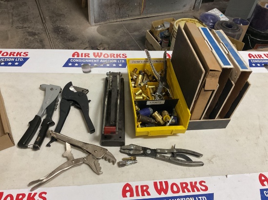 Pneumatic Fittings, Couplers, Hand Tool Assortment and Sanding Belts