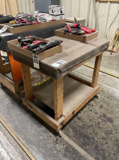 Padded Top Wooden Cart, Contents Not Included