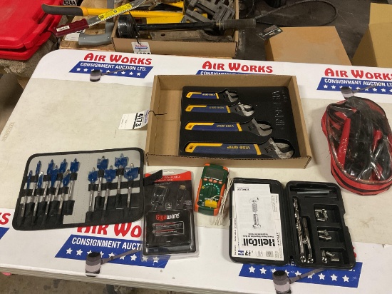 Vise Grip Wrench Set, Multimeter, Spade Bit Set, Helicoil Thread Repair Kit, Jumper Cables