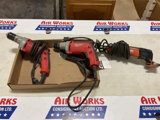 2 Milwaukee 3/8" Electric Drills & Fein Oscillating Tool