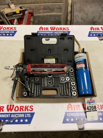 Tap and Die Threading Set with Caulking Gun and Bernzomatic Propane Torch.