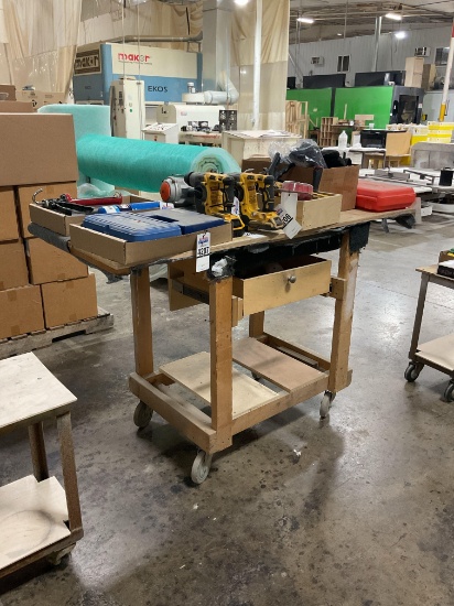 Wooden Shop Cart with Drawer