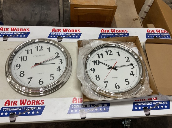 2 Pegasus Quartz Wall Clocks with Chrome Finish