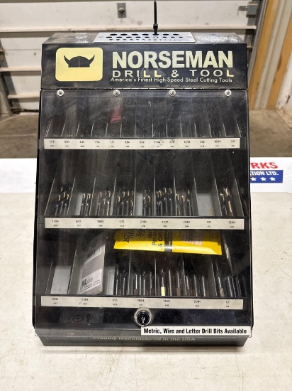 Norseman Drill & Tool Fractional Drill Bit Display Cabinet w/ Assorted Bits