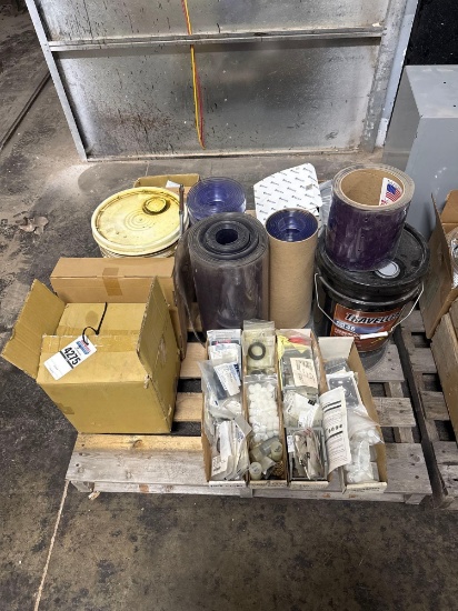 Pallet lot, Air sander Parts, PVC Curtain Strips, Misc Equipment parts