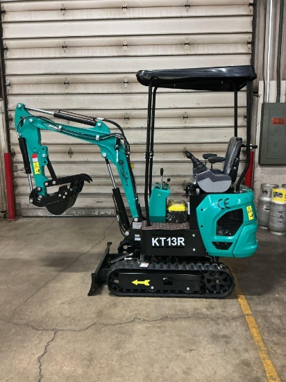 New Unused CFG Industrial KT13R Mini Excavator, 15 Hp Gas Engine, Pilot Controls, Aux. Hydraulics