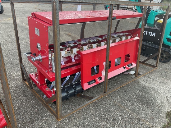 New Unused AGT STSD10 Seeder Skid Loader Or 3 Point Hitch Attachment, Stainless Seed Box