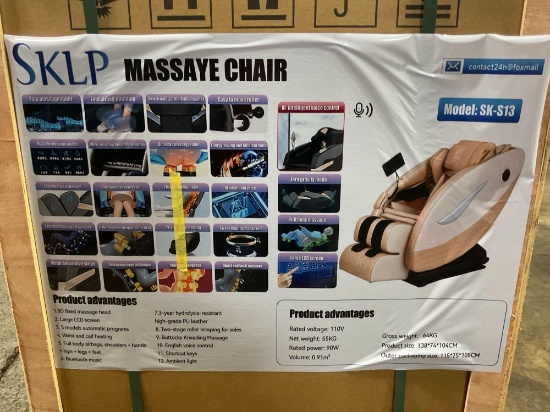 New Unused SKLP SK-S13 Full Body Massage Chair w/ Zero Gravity, Airbags, Heating & Bluetooth