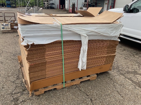 Pallet of Flat Corrugated Cardboard Shipping Boxes