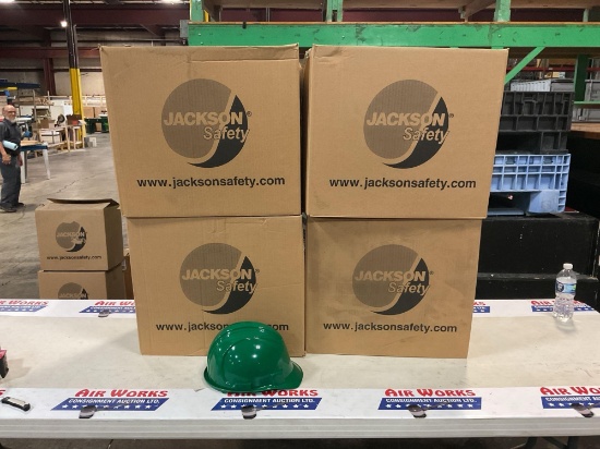Qty. 4 Cases, Jackson Safety Green Hard Hats with Pinlock Suspension - 4 Cases of 12