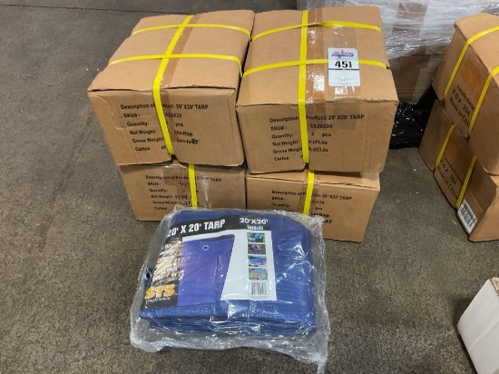 Qty. 4 STS 20' x 20' Blue Poly Tarps, 4 Cases Of 2 Per Case