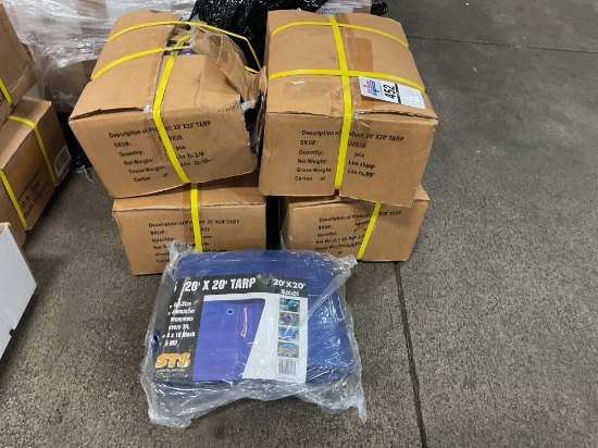 Qty. 4 STS 20' x 20' Blue Poly Tarps, 4 Cases Of 2 Per Case