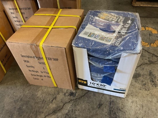Qty. 2 STS 10' x 20' Blue Poly Tarps, 2 Cases of 6 Per Case