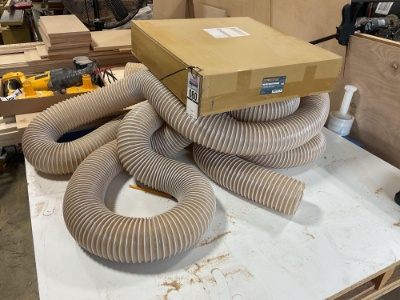 2 POWERTEC 4" x 20' PVC Dust Collection Hose, Clear, 1 New in Box and 1 Used