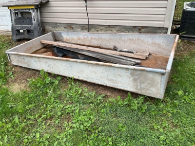 Heavy-Duty Galvanized Steel Trough with Slanted Bottom and Drainage Hole