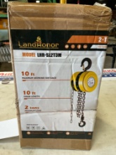 LandHonor 2-Ton Manual Chain Hoist, 10 Ft Lift, Model LHR-SL2T3M - New in Box