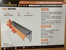 New Unused LandHonor 72" 3-Point Pine Straw Rake, Model LHR-PSR72, 26 Spring Teeth