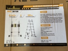 New Unused LandHonor 6.2 Ft + 6.2 Ft Telescoping A-Frame Ladder, Model LHR-TLD6, 330 lb Capacity