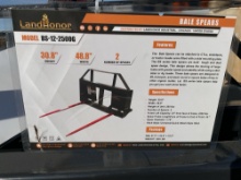 New Unused LandHonor BS-12-2500G Dual Bale Spear Attachment - 2 Spear Skid Steer Quick Attach