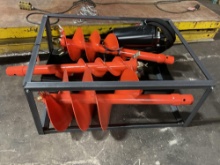 New Unused Raytree RMA53 Skid Steer Hydraulic Auger Drive Attachment w/ 6", 12" & 18" Bits