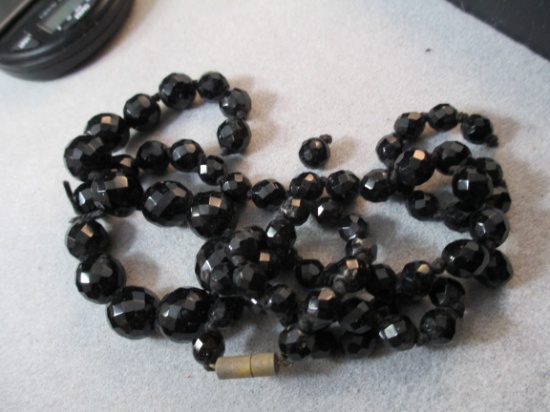 Faceted Black Glass Necklace needs repair