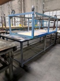 (1) Rolling Steel Top Work Table, 48 Inch X 120 Inch; (1) Rolling Wood Top,