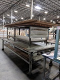 (1) Rolling Steel Top Work Table, 61 Inch X 145 Inch; (1) Rolling Wood Top