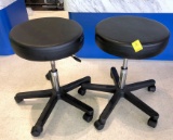 2 - Ritter by Midmark Padded Black Stools on wheels with height adjustments