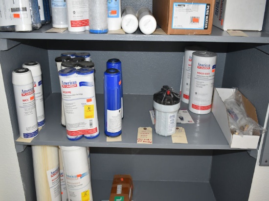 SHELF OF ASSORTED WATER FILTERS