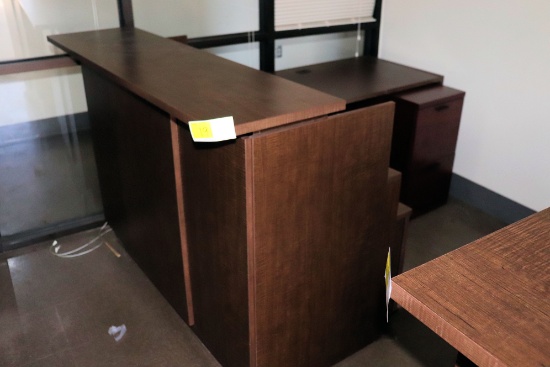 Reception Desk, 5' x 6', L shaped with 2 File Cabinets