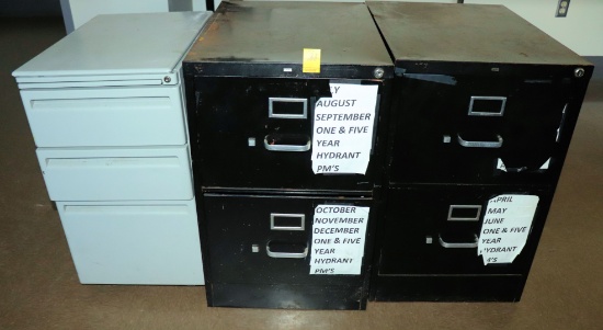 1 Lot of 3, 2 Drawer File Cabinets