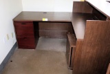 Reception Desk, 5' x 6', L shaped with 2 File Cabinets
