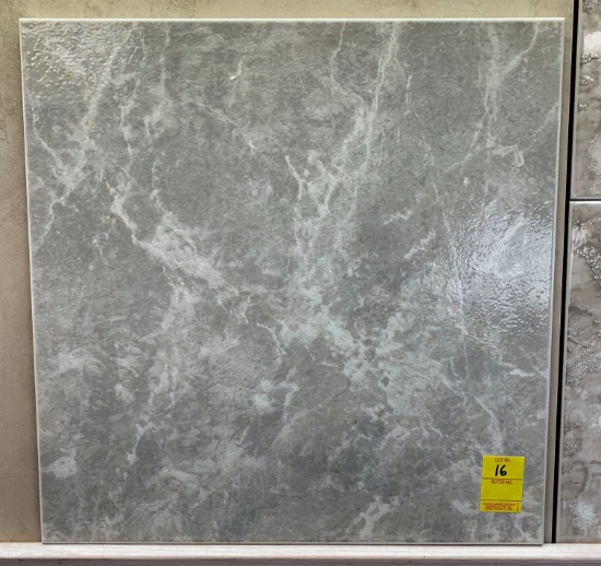 18" X 18" GRAY COLOR, MARBLEIZED - GLOSSY CERAMIC TILES, QTY. 77 sq. ft. X $