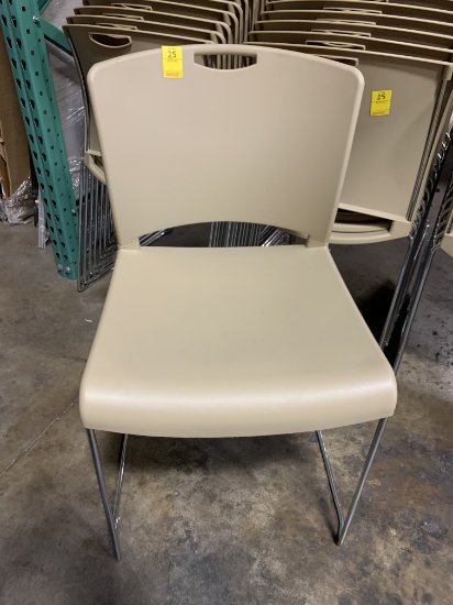 Qty. 30 - Stackable Armless Beige Chairs, X $