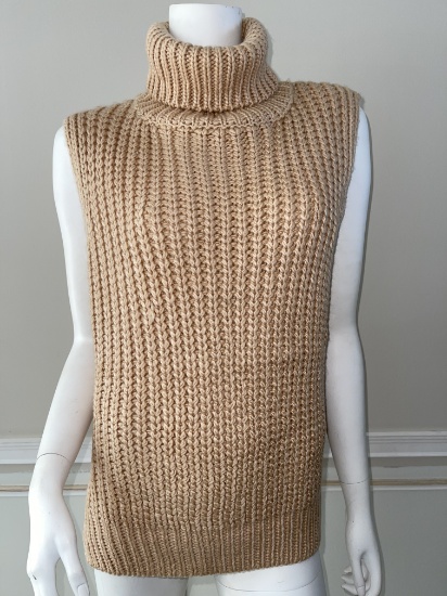 Turtleneck Sweater Vest, Color: Taupe, Size L, Retails: $66.00
