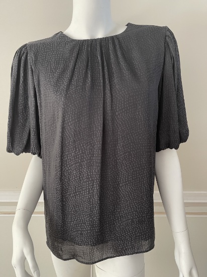 Alyra Jacquard Puff Sleeve Blouse, Color: Black, Size: Large, Retails: $56.00