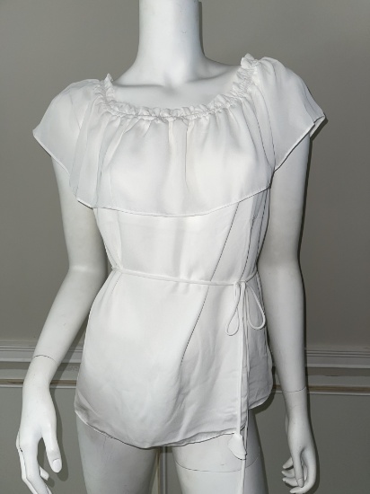 Cerrita Off the Shoulder Tie Waist Blouse, Color: White, Size: L, Retails: $42.00